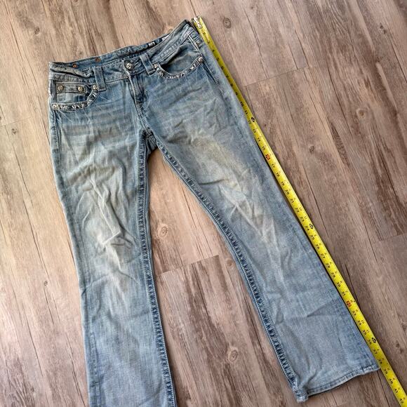 Miss Me Women’s Silver Sequin Lace Flap Pocket Bootcut Jeans Light Blue Size 28 - Picture 9 of 12